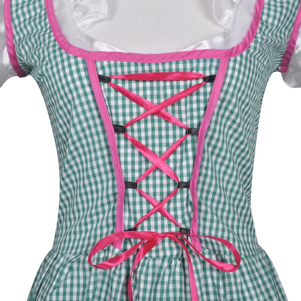Oktoberfest Dirndl Dress Trachtenkleid with Apron Green & Pink M / L