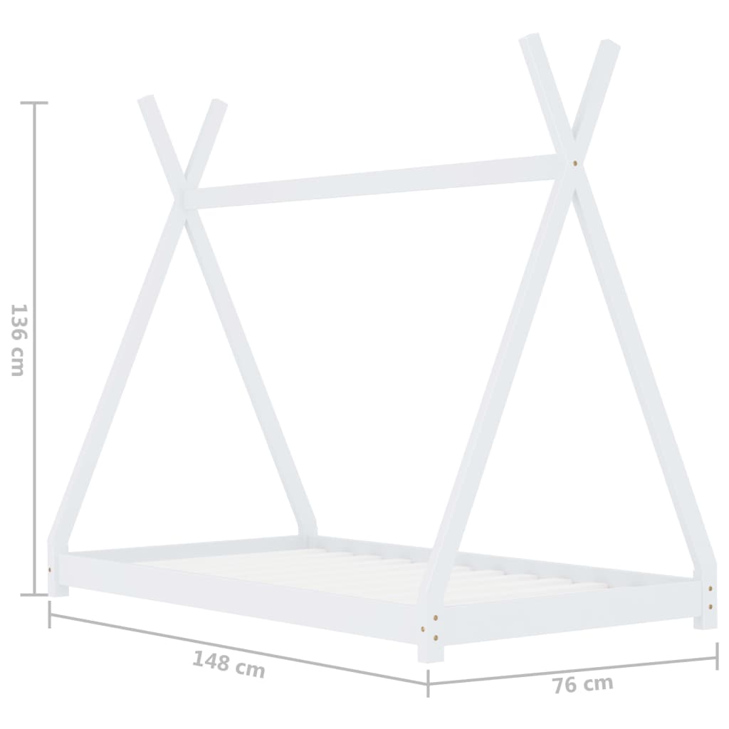 Cadre de lit d'enfant Blanc Bois de pin massif 70x140 cm