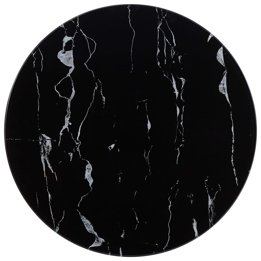 Table Top Black Ø50 cm Glass with Marble Texture
