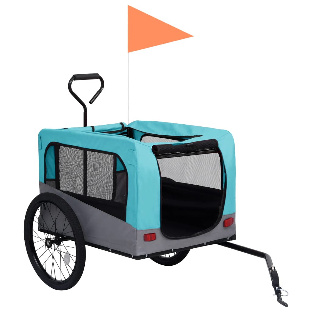 2-in-1 Pet Bike Trailer & Jogging Stroller Blue and Grey