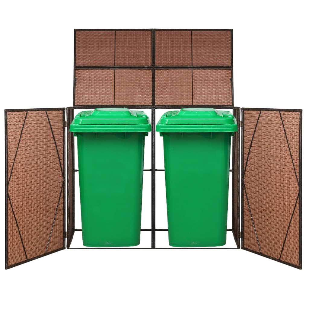 Mülltonnenbox für 2 Tonnen Poly Rattan 153 x 78 x 120 cm Braun
