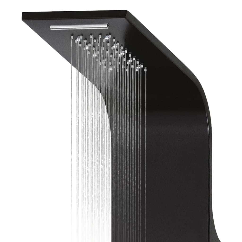 Shower Panel Unit Aluminium 20x44x130 cm Black