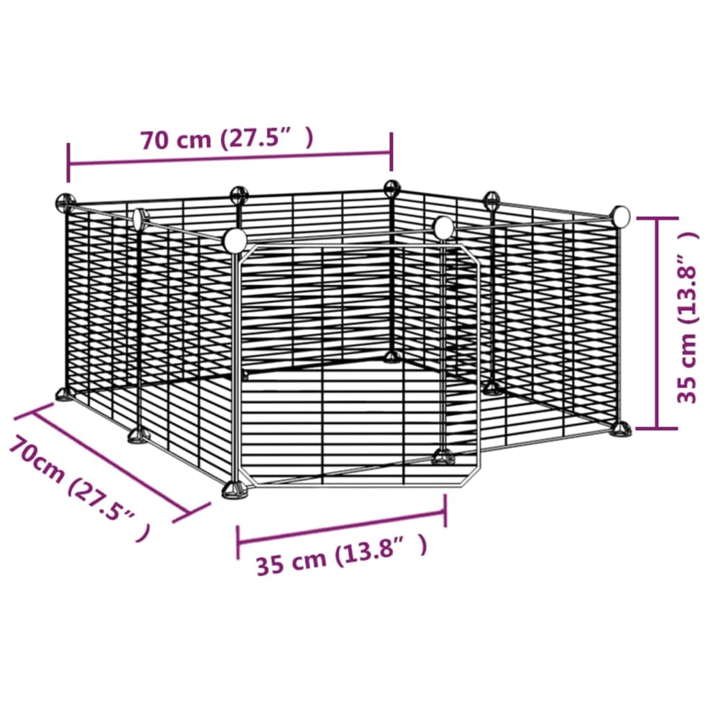 8-Panel Pet Cage with Door Black 35x35 cm Steel