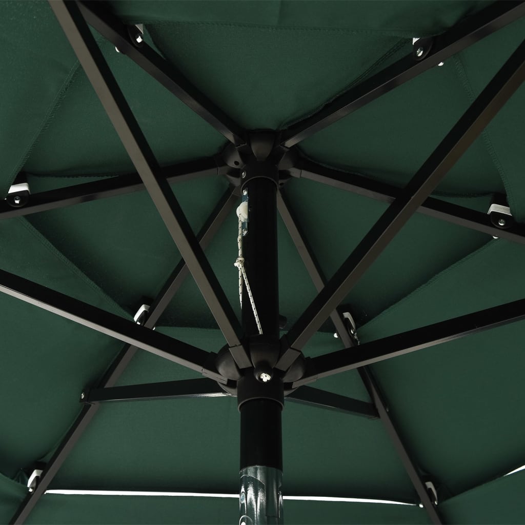 3-Tier Parasol with Aluminium Pole Green 2 m