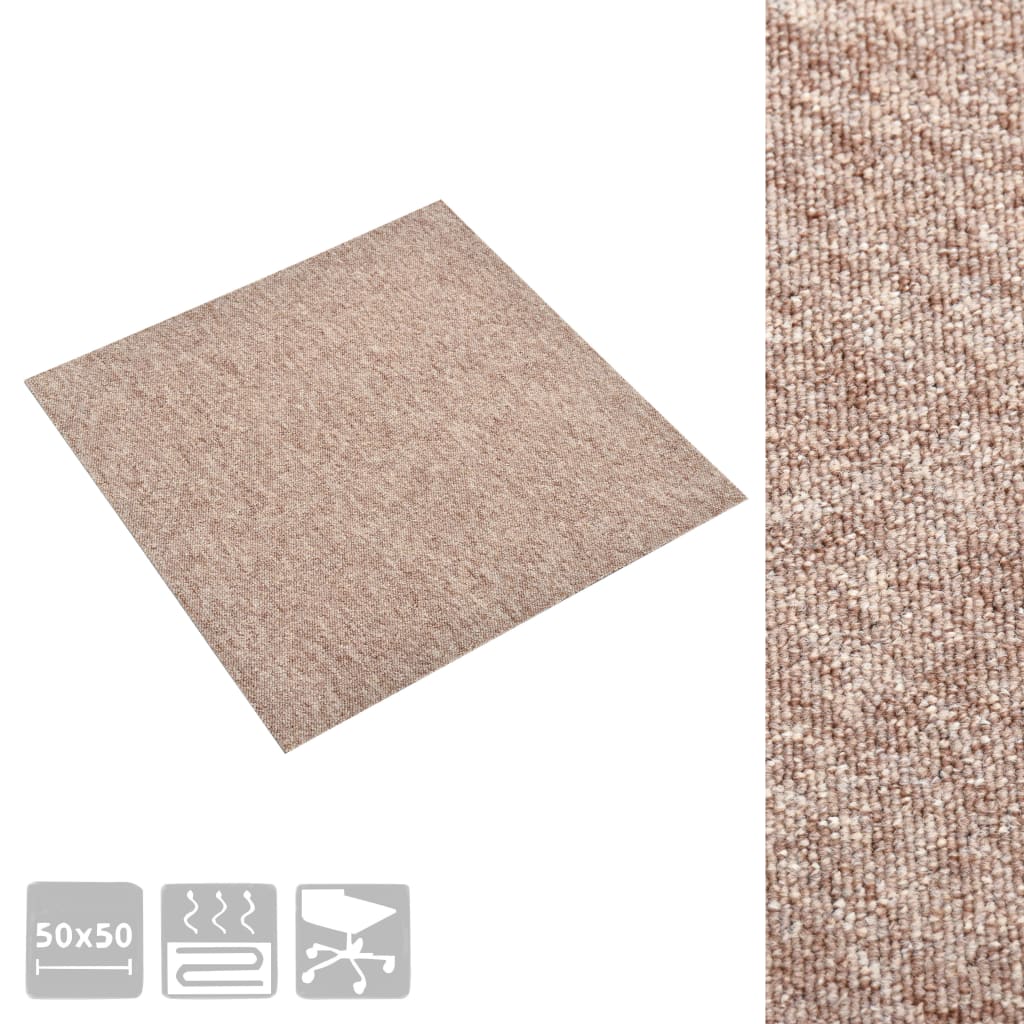 Carpet Floor Tiles 20 pcs 5 m² 50x50 cm Beige