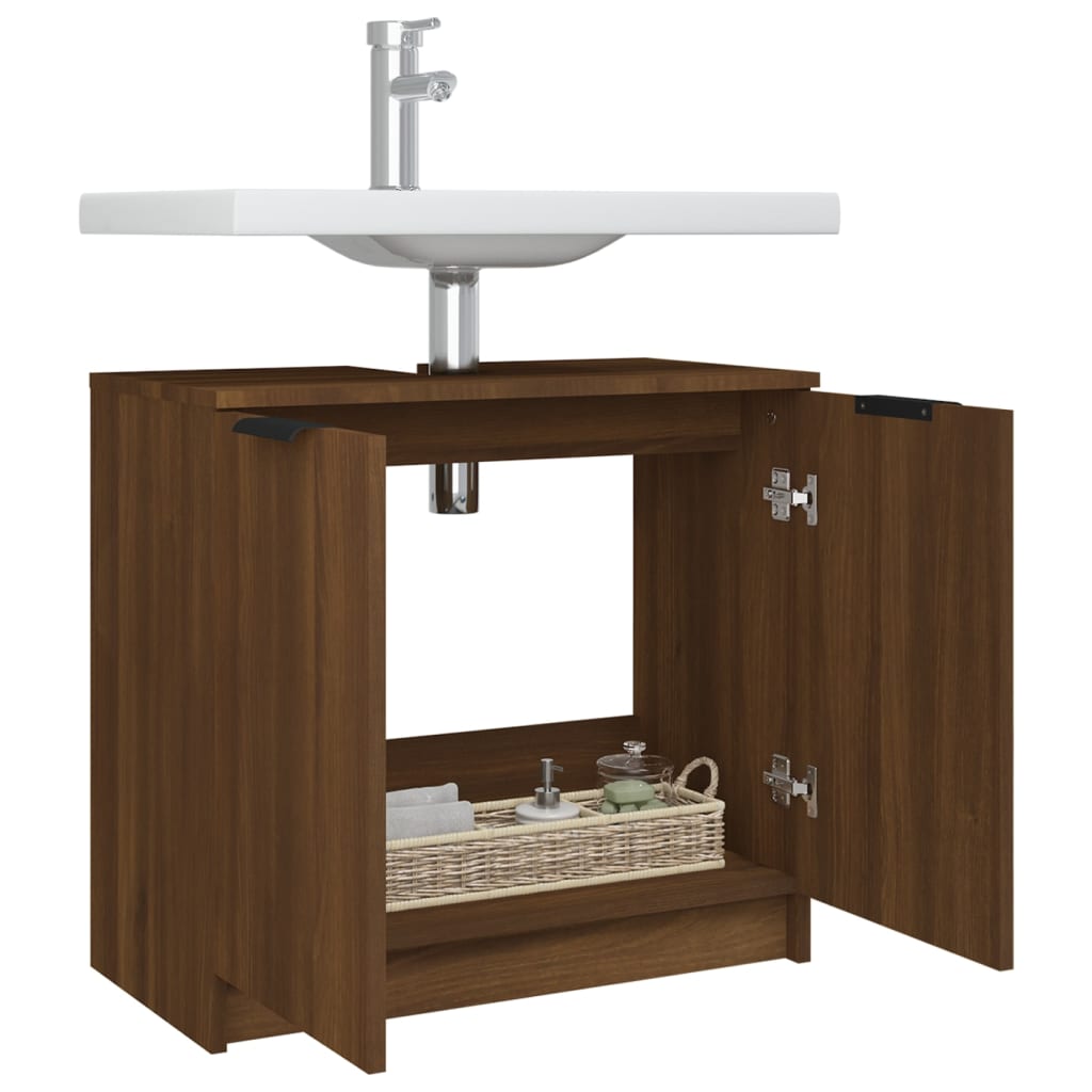 Bathroom Cabinet Brown Oak 64.5x33.5x59 cm Engineered Wood