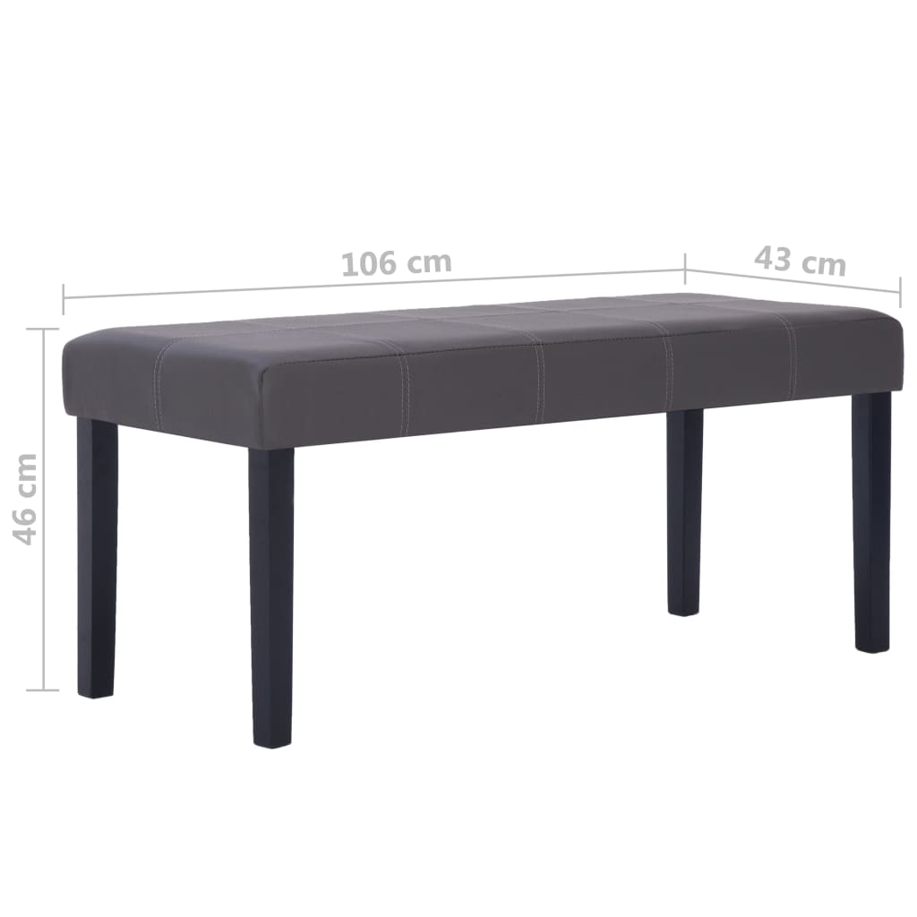 281309 Bench 106 cm Grey Faux Leather