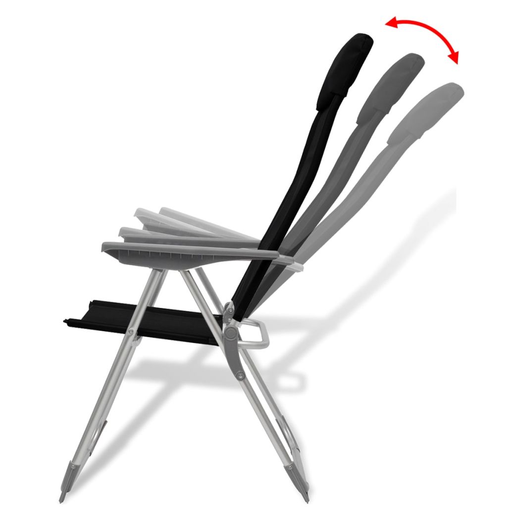 Chaise de camping 4 pcs Noir Aluminium 56 x 60 x 112 cm