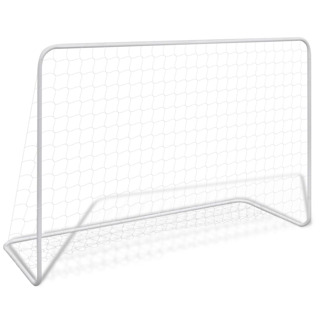 Fussballtor mit Netz 182×61×122 cm Stahl Weiss
