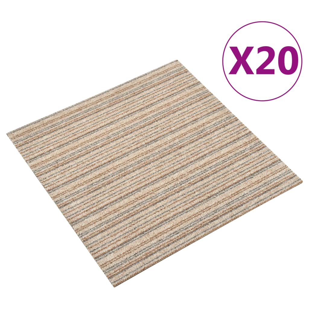 Carpet Floor Tiles 20 pcs 5 m² 50x50 cm Striped Beige