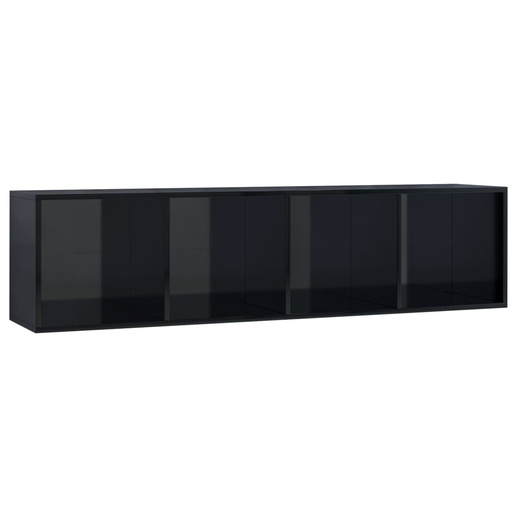 Book Cabinet/TV Cabinet High Gloss Black 143x30x36 cm