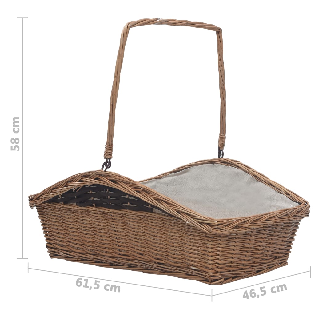 Firewood Basket with Handle 61.5x46.5x58 cm Brown Willow