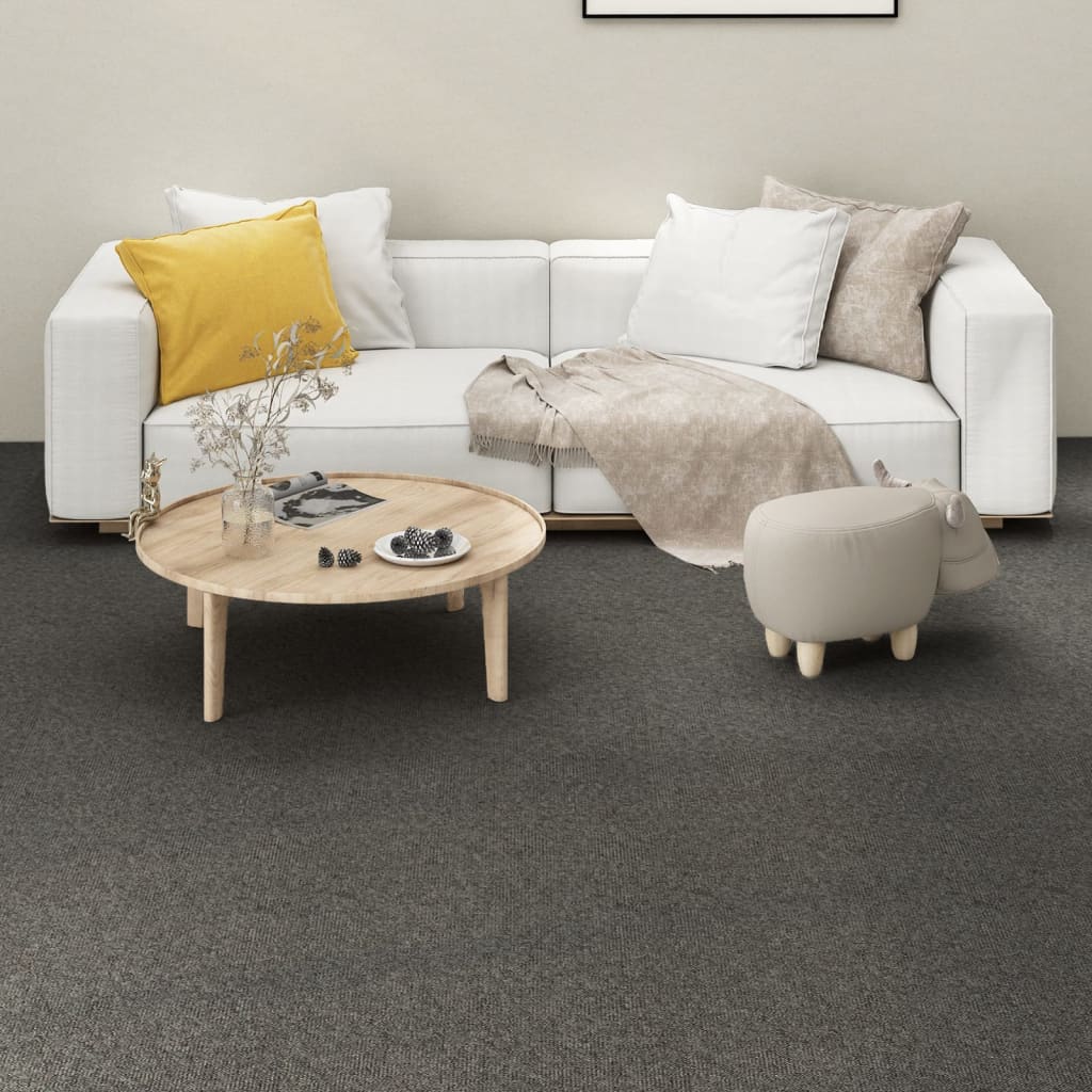 Carpet Floor Tiles 16 pcs 4 m² 25x100 cm Grey