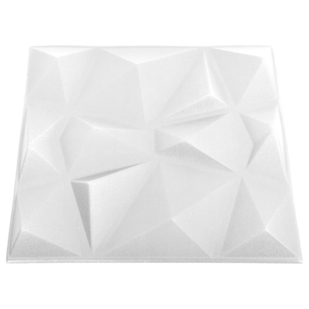 3D Wall Panels 24 pcs 50x50 cm Diamond White 6 m²