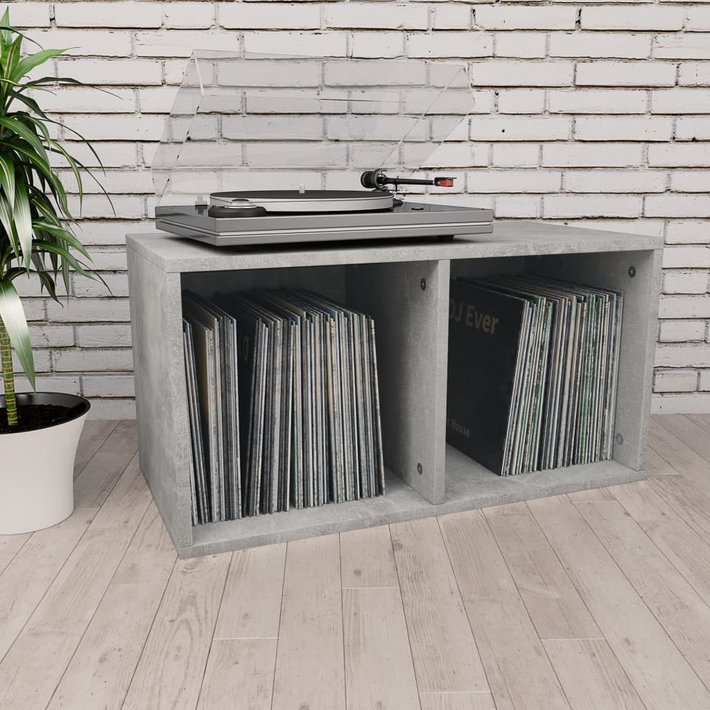 Schallplatten-Aufbewahrungsbox Betongrau 71x34x36 cm