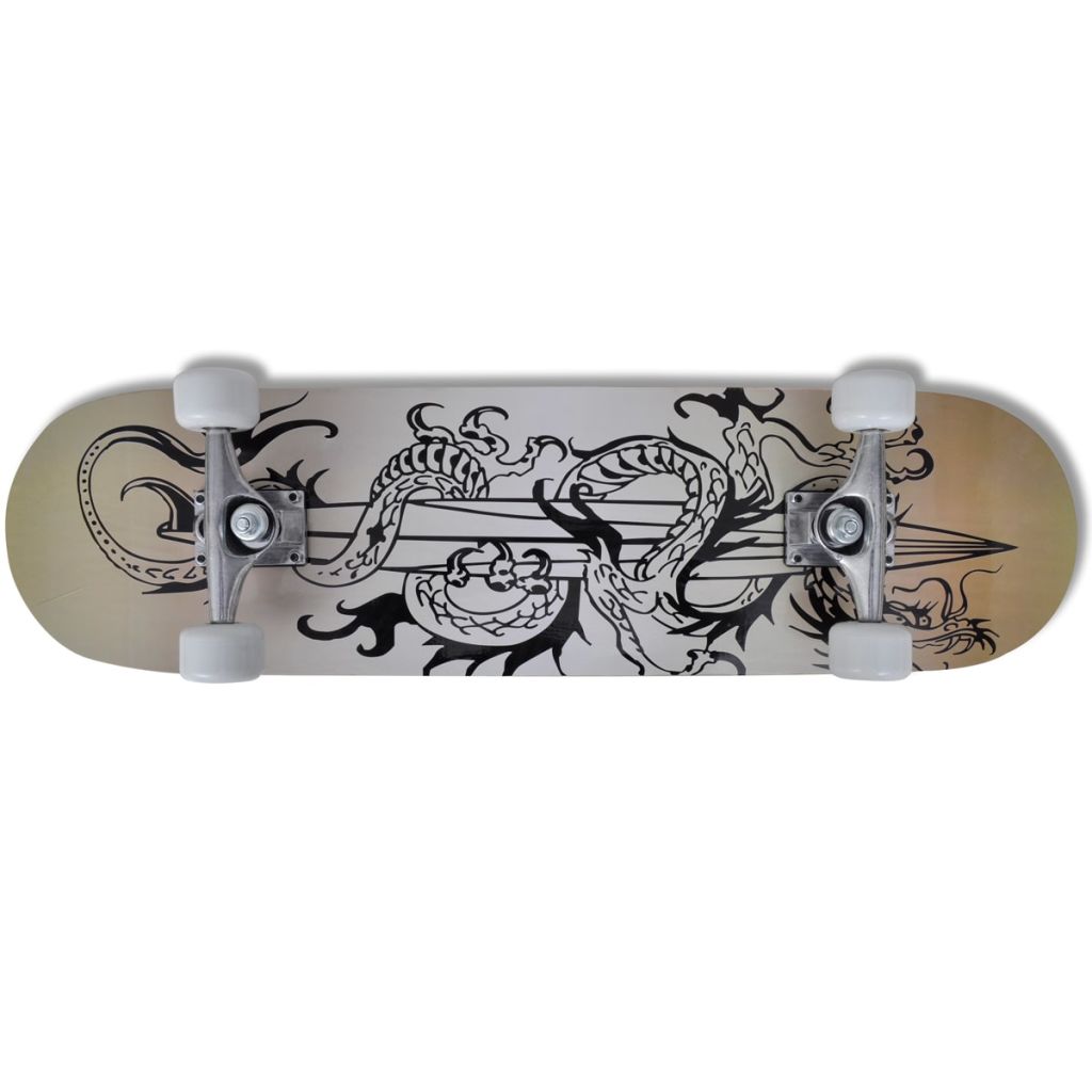 Oval Shape Skateboard 9 Ply Maple Dragon Design 8"