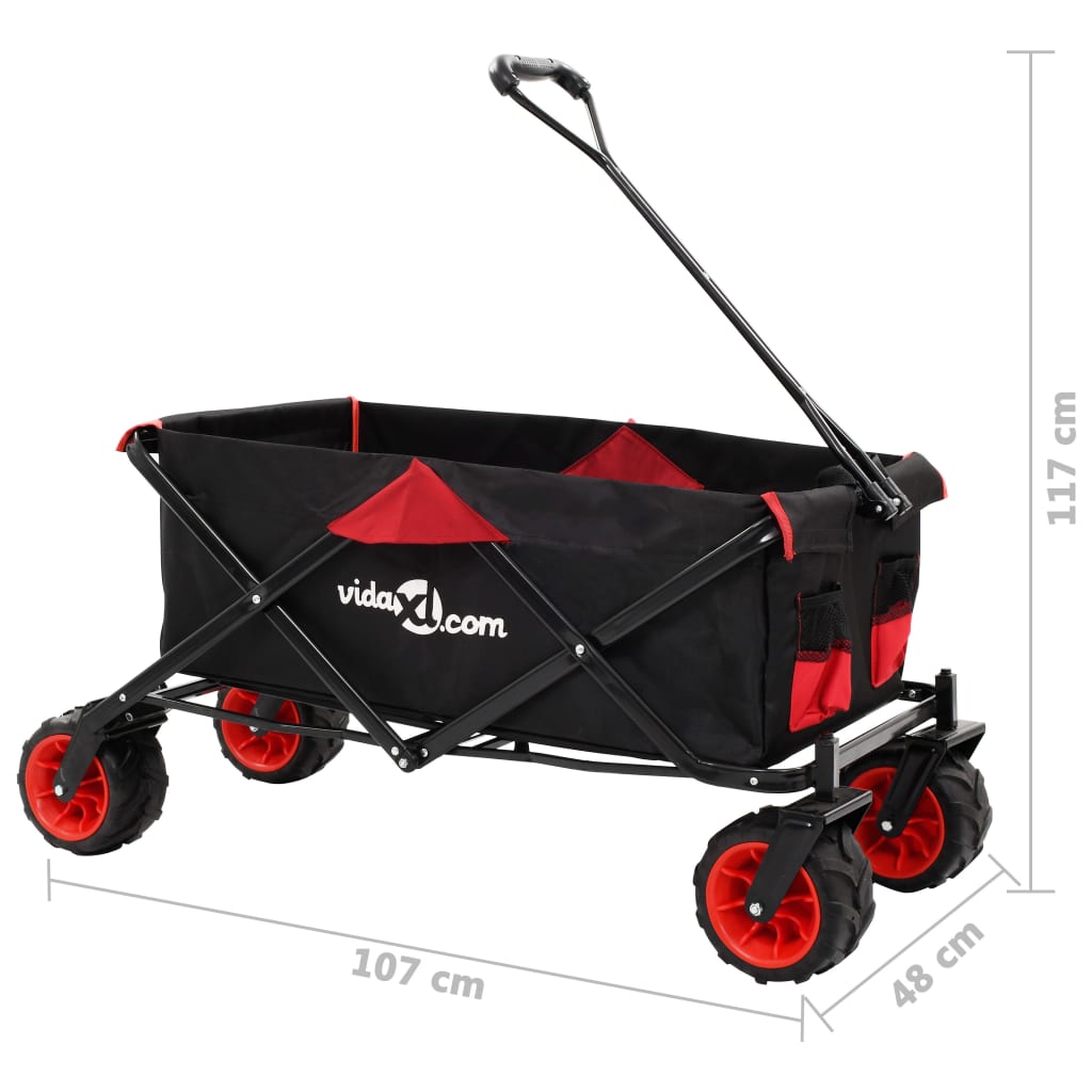 Folding Hand Trolley Metal Red and Black