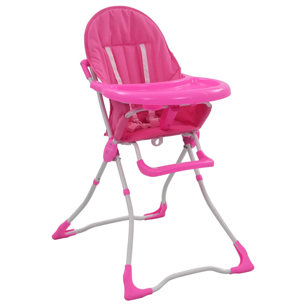 High Baby Dining Chair Pink and White 