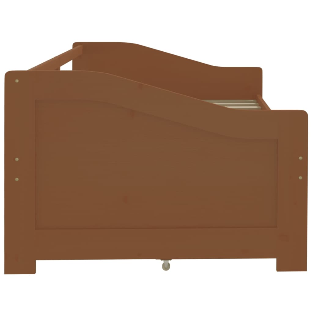 3-Seater Day Bed with Drawers Honey Brown Solid Pinewood 90x200 cm