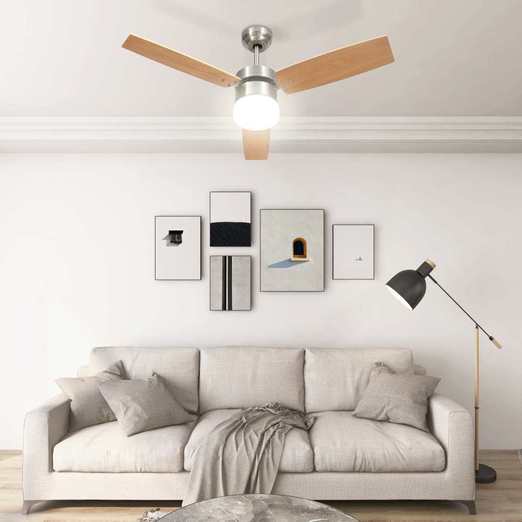 Ceiling Fan with Light and Remote Control 108 cm Light Brown
