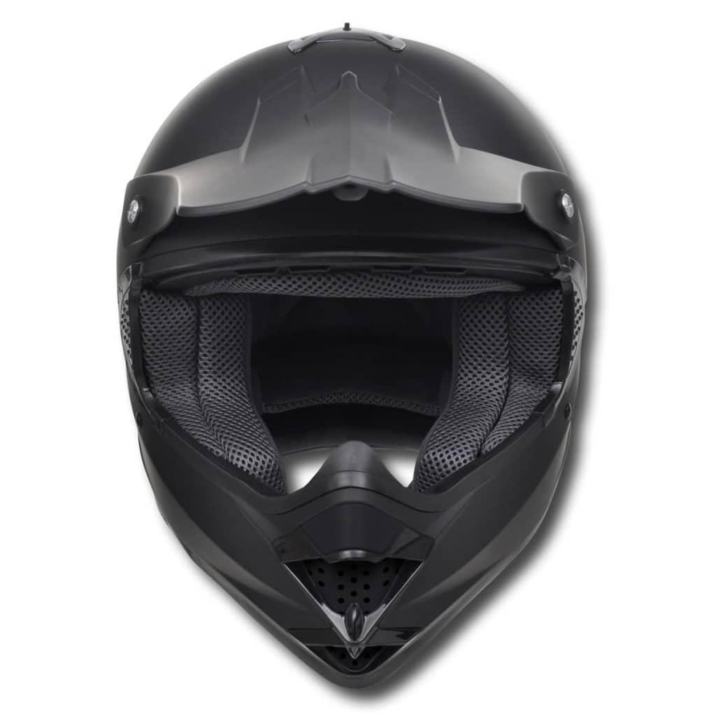 Motocross Helmet Black L No Visor with Goggles