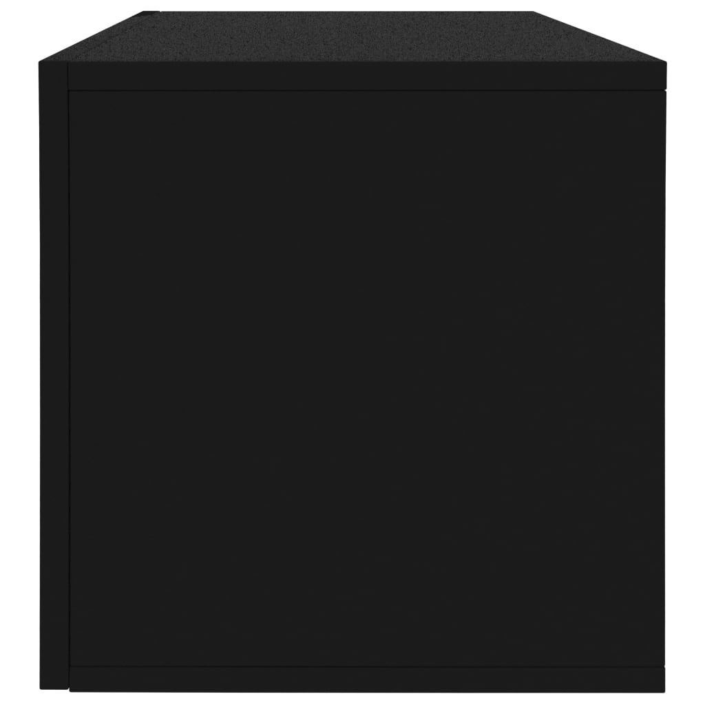 Boîte de rangement de vinyles Noir 71x34x36cm Bois d'ingénierie