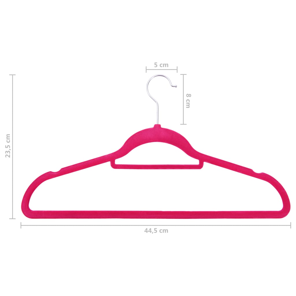 100 pcs Clothes Hanger Set Anti-slip Pink Velvet