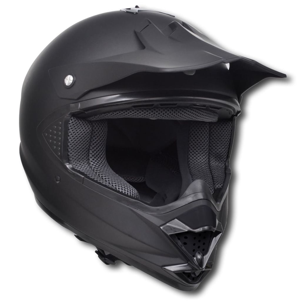 Motocross Helmet Black XL No Visor with Goggles