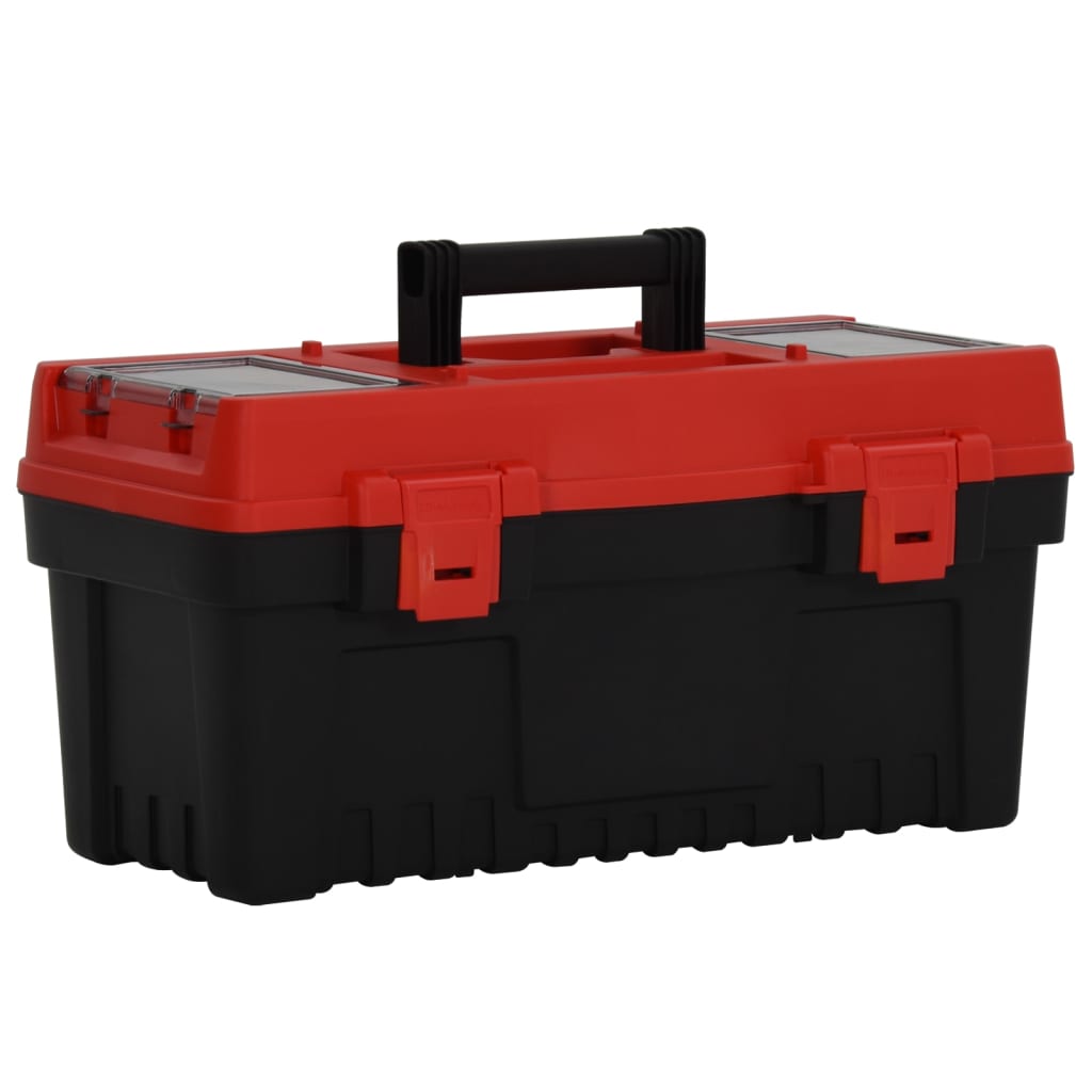 2-tlg. Werkzeugbox-Set Schwarz und Rot Polypropylen