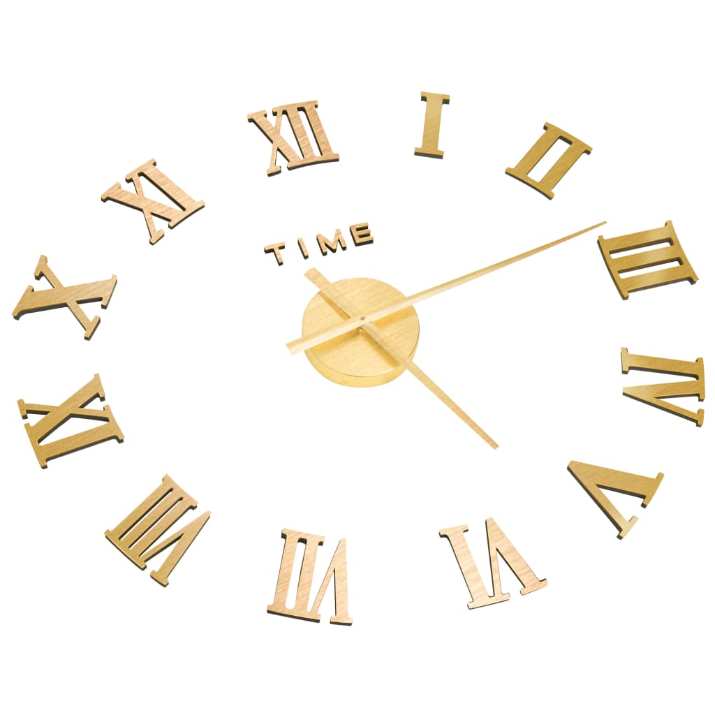 3D Wall Clock Modern Design Gold 100 cm XXL