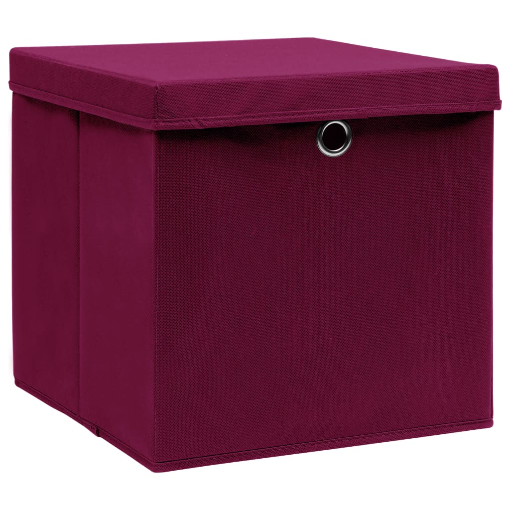 Boîtes de rangement 10 pcs Rouge foncé 32x32x32 cm Tissu