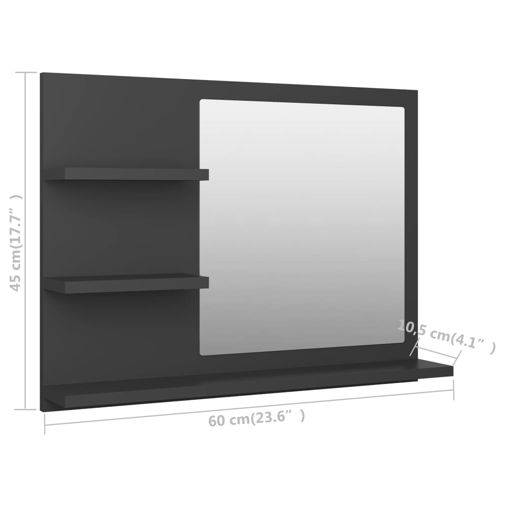 Badspiegel Grau 60x10,5x45 cm Spanplatte