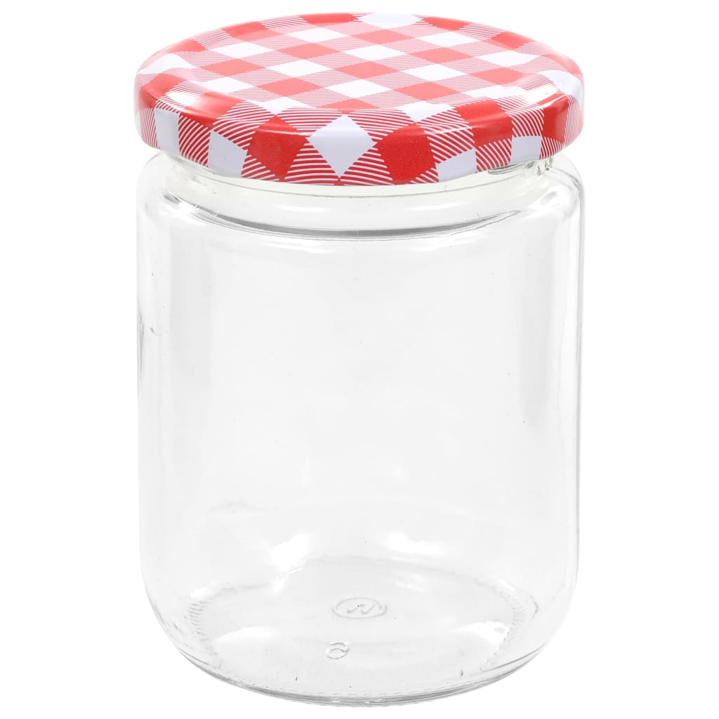 Glass Jam Jars with White and Red Lid 48 pcs 230 ml