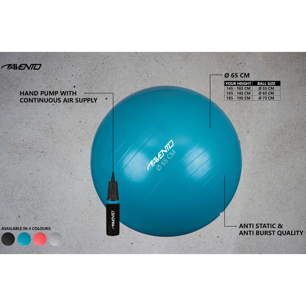 Avento Ballon de fitness/d'exercice avec pompe Diamètre 65 cm Bleu