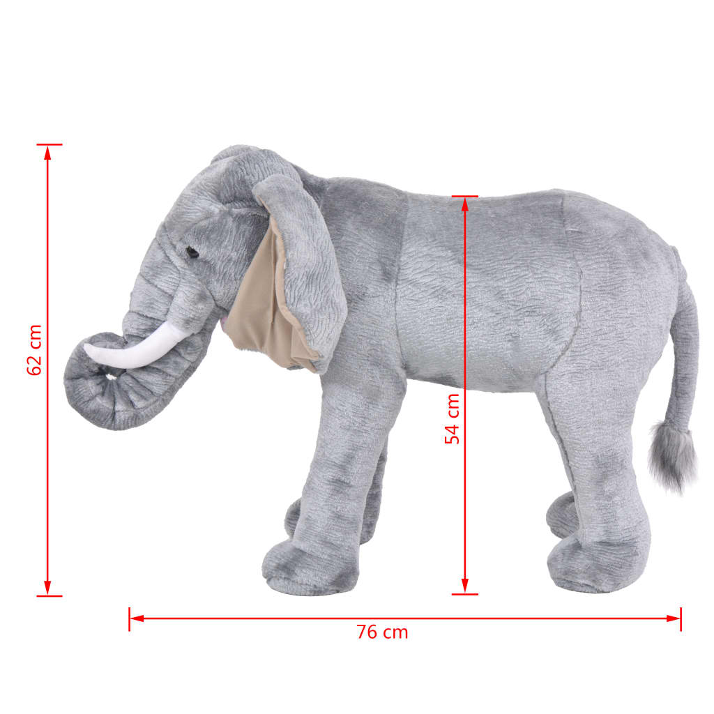 Plüschtier Stehend Elephant Grau XXL