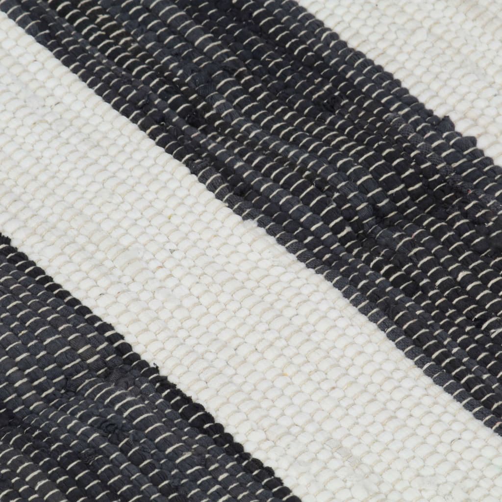 Handgewebter Chindi-Teppich Baumwolle 120x170cm Anthrazit Weiss