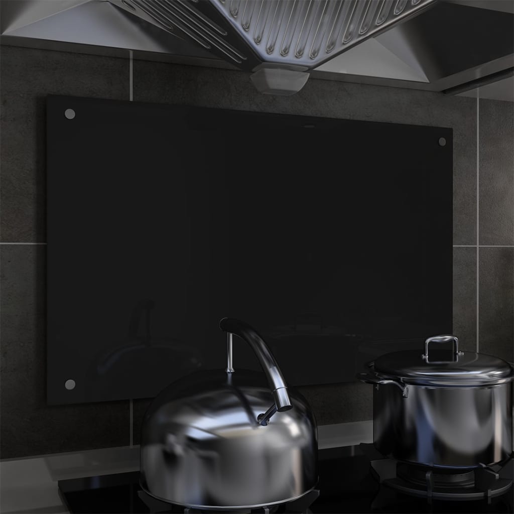 Kitchen Backsplash Black 80x50 cm Tempered Glass