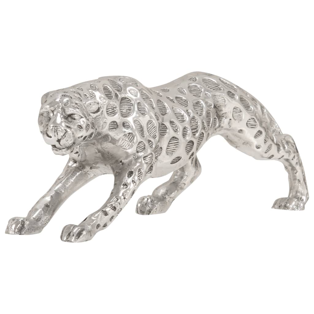 Jaguar Skulptur Vollaluminium 50x10x14 cm Silbern