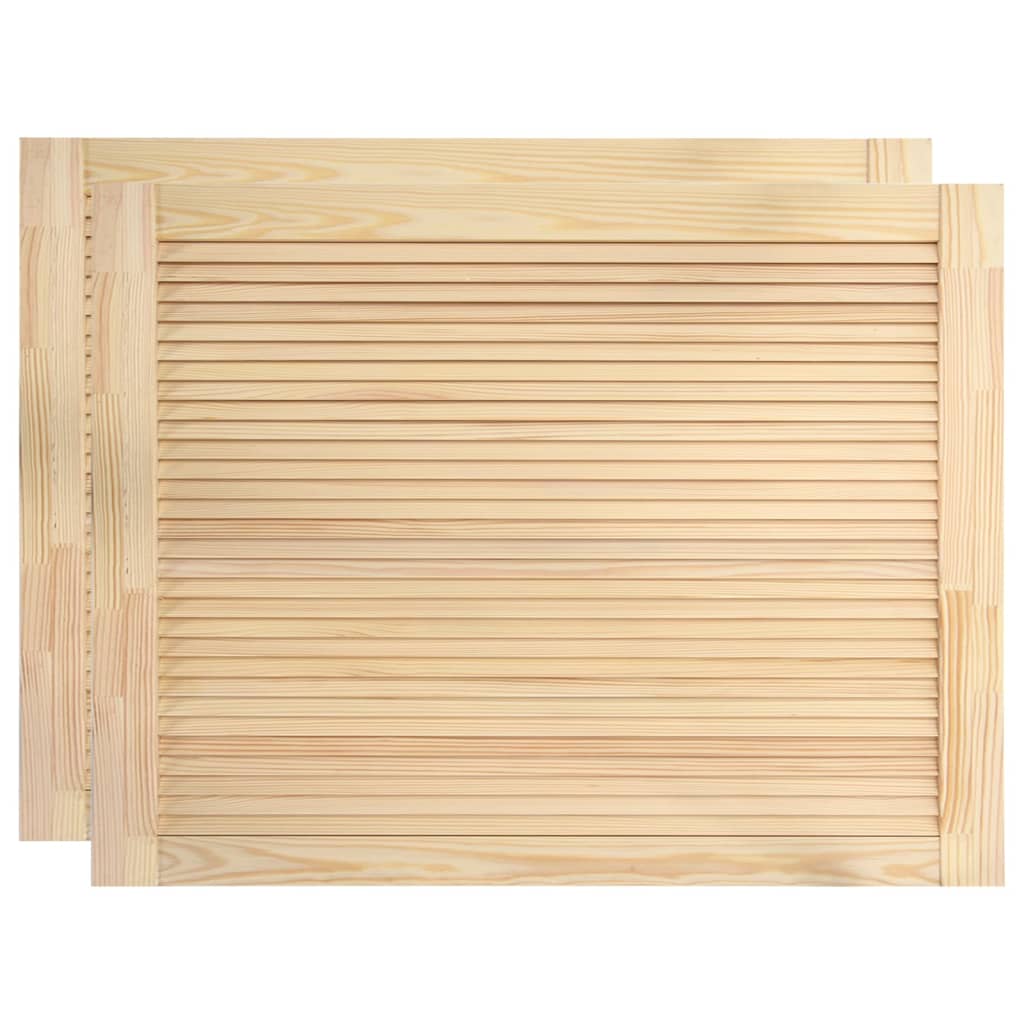 Louvred Doors 2 pcs Solid Pine Wood 39.5x59.4cm