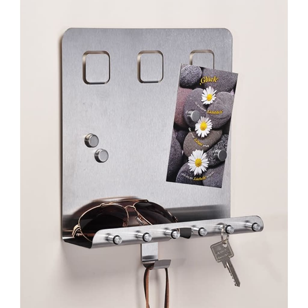 HI Key Holder Memo Board Silver 28.5x25x8 cm