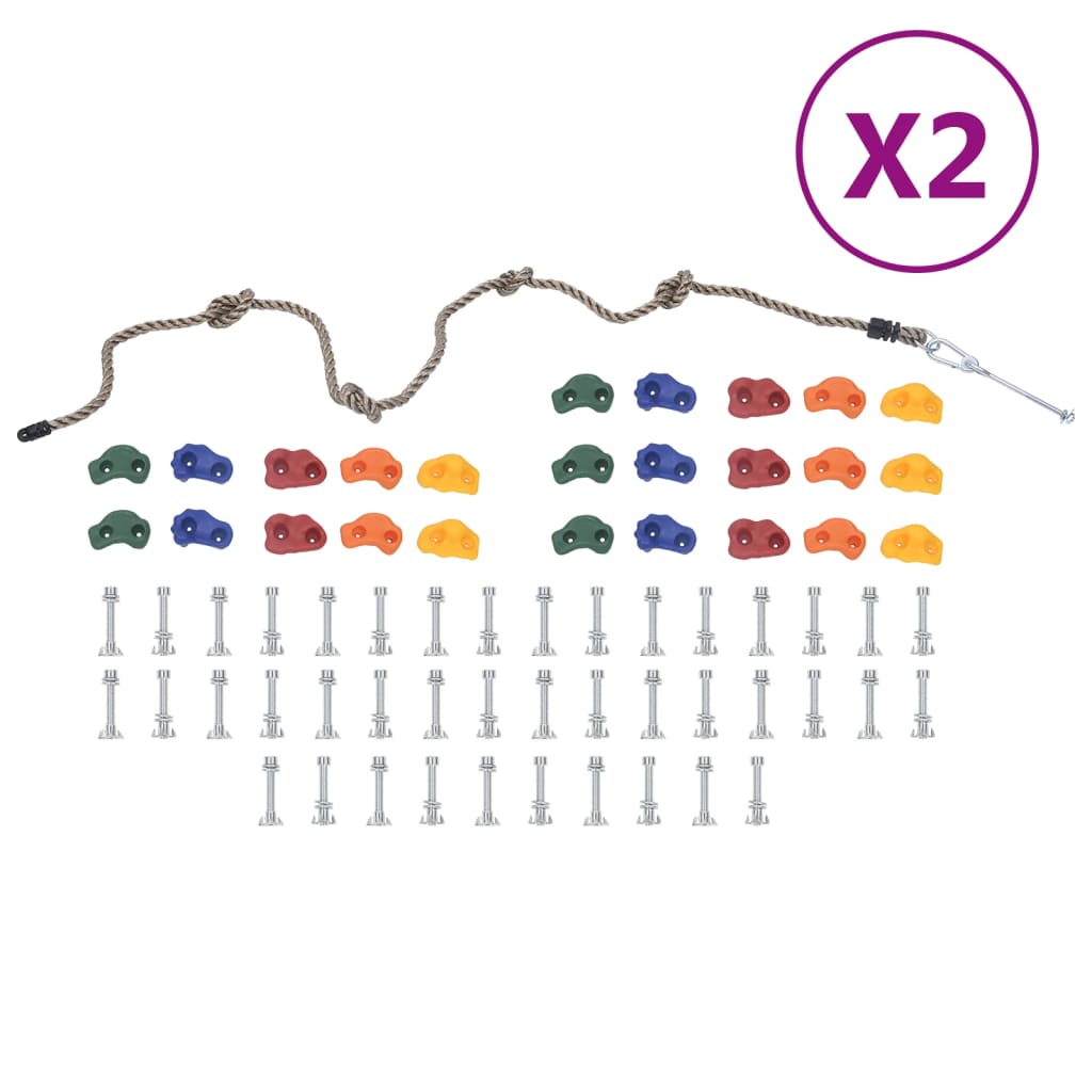 Klettersteine mit Seil 50 Stk. Mehrfarbig  
