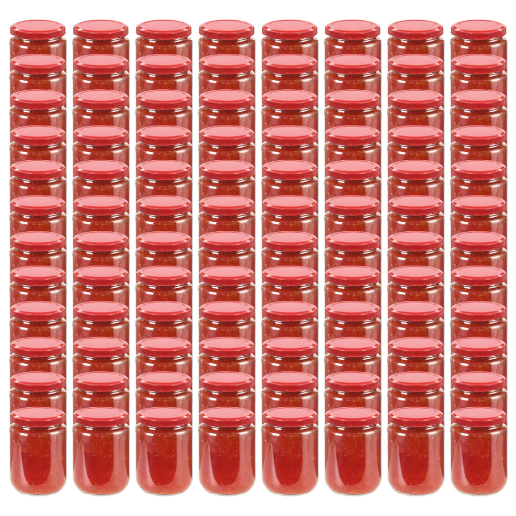 Glass Jam Jars with Red Lid 96 pcs 230 ml
