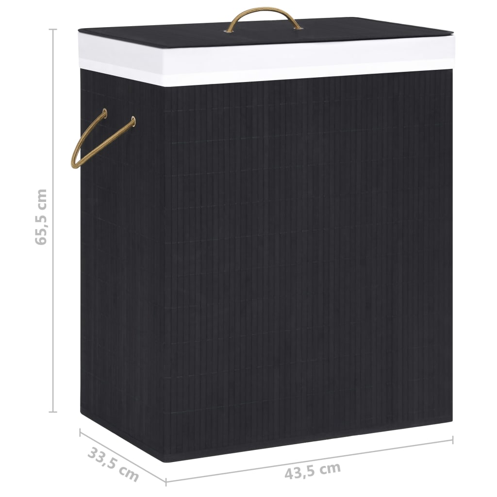 Bambus-Wäschekorb mit 1 Fach Schwarz 83 L