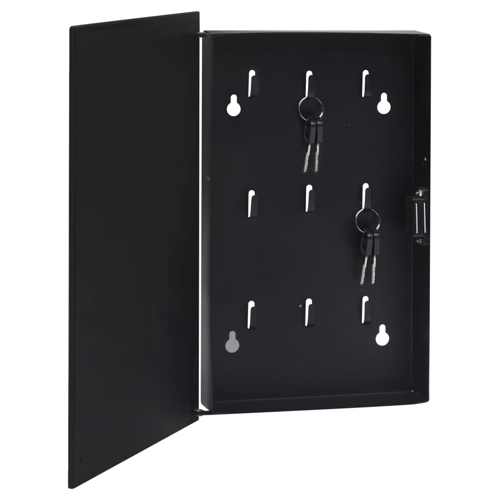 Schlüsselkasten mit Magnettafel Schwarz 30x20x5,5 cm