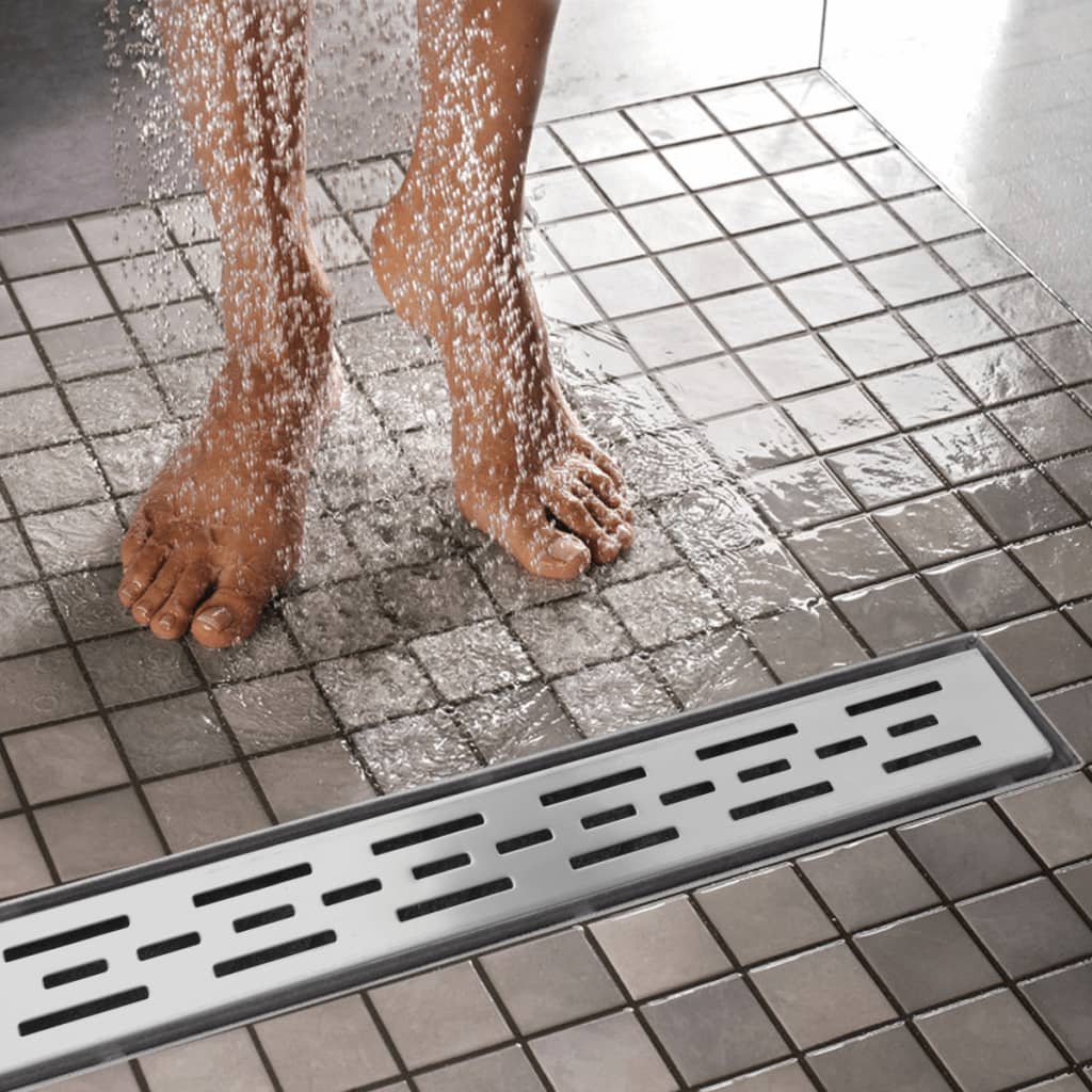 Duschablauf Wasserrinne Edelstahl gerade Linien 740 x 110 mm