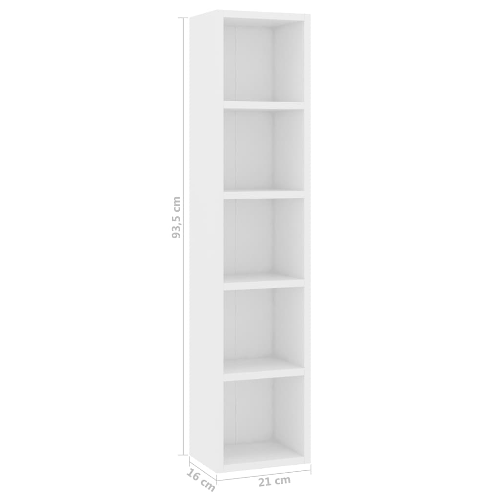 CD Cabinet White 21x16x93.5 cm Engineered Wood