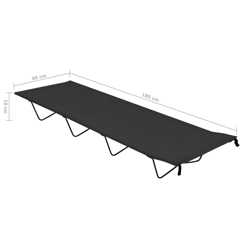 Camping Bed 180x60x19 cm Oxford Fabric and Steel Black