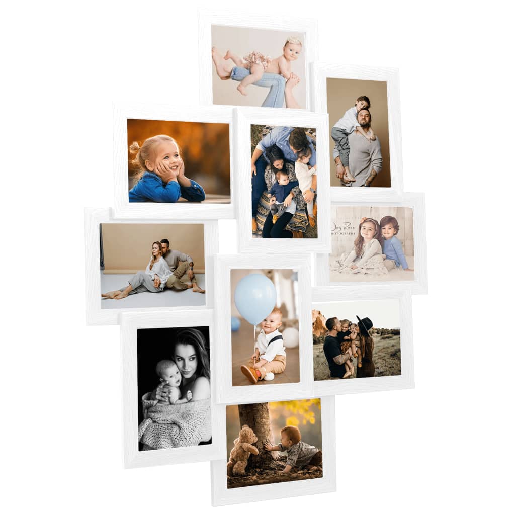 Collage Photo Frame for 10x(13x18 cm) Picture White MDF