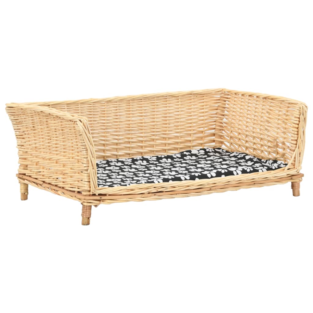 Dog Basket with Cushion 90x54x35 cm Natural Willow
