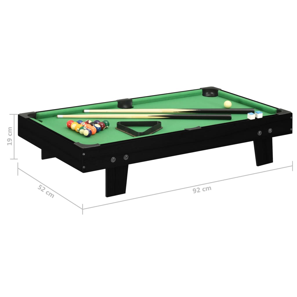 Mini table de billard 3 pieds 92x52x19 cm Noir et vert